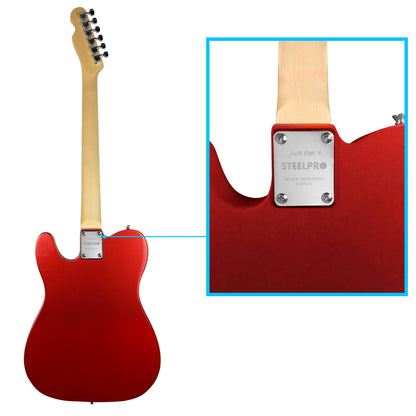 029-SK Kit Guitarra Eléctrica Candy Apple Red Con Amplificador 20W y Accesorios Para Diestros Jethro By Steelpro