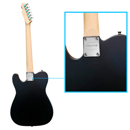 052-SK Kit Guitarra Eléctrica Black Satin Con Amplificador 20W y Accesorios Para Diestros Jethro By Steelpro