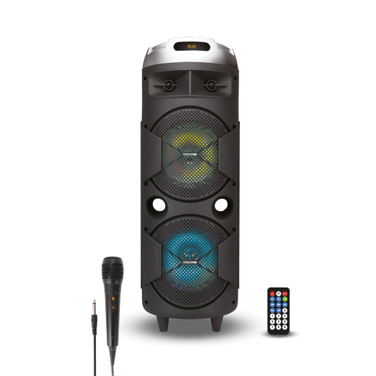 Bocina 8 Portable Sonido 360 Grados Con 4 Woofers Steelpro Negro