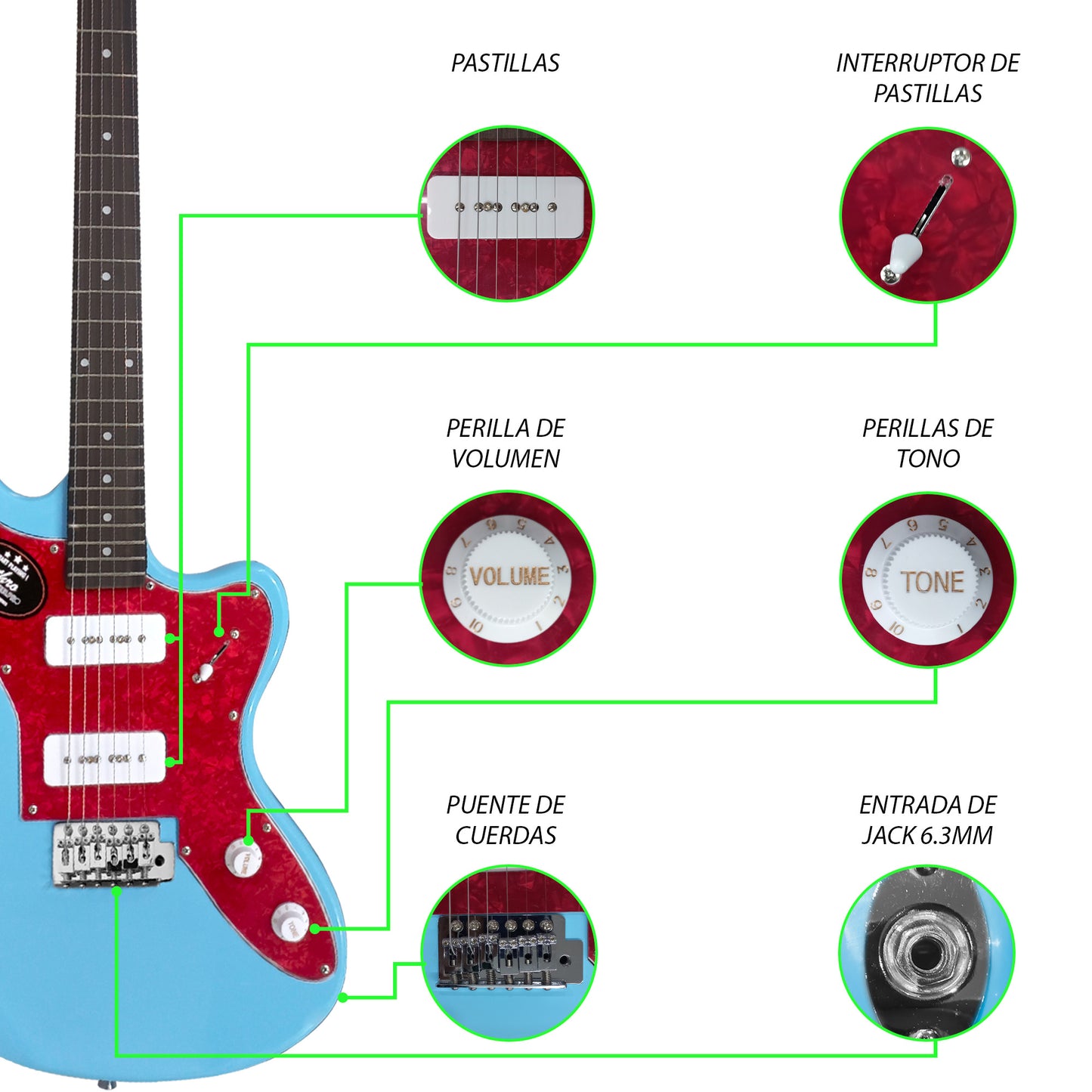 Paquete Guitarra Electrica Jethro 059-SK Series By Steelpro