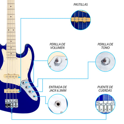 506-SK Kit Bajo Eléctrico Lake Placid Blue Con Amplificador 50W y Accesorios Para Diestros Jethro By Steelpro