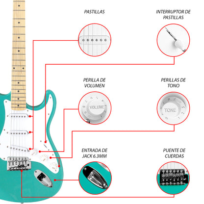 Paquete Guitarra Electrica Jethro 032-SK Series By Steelpro Str