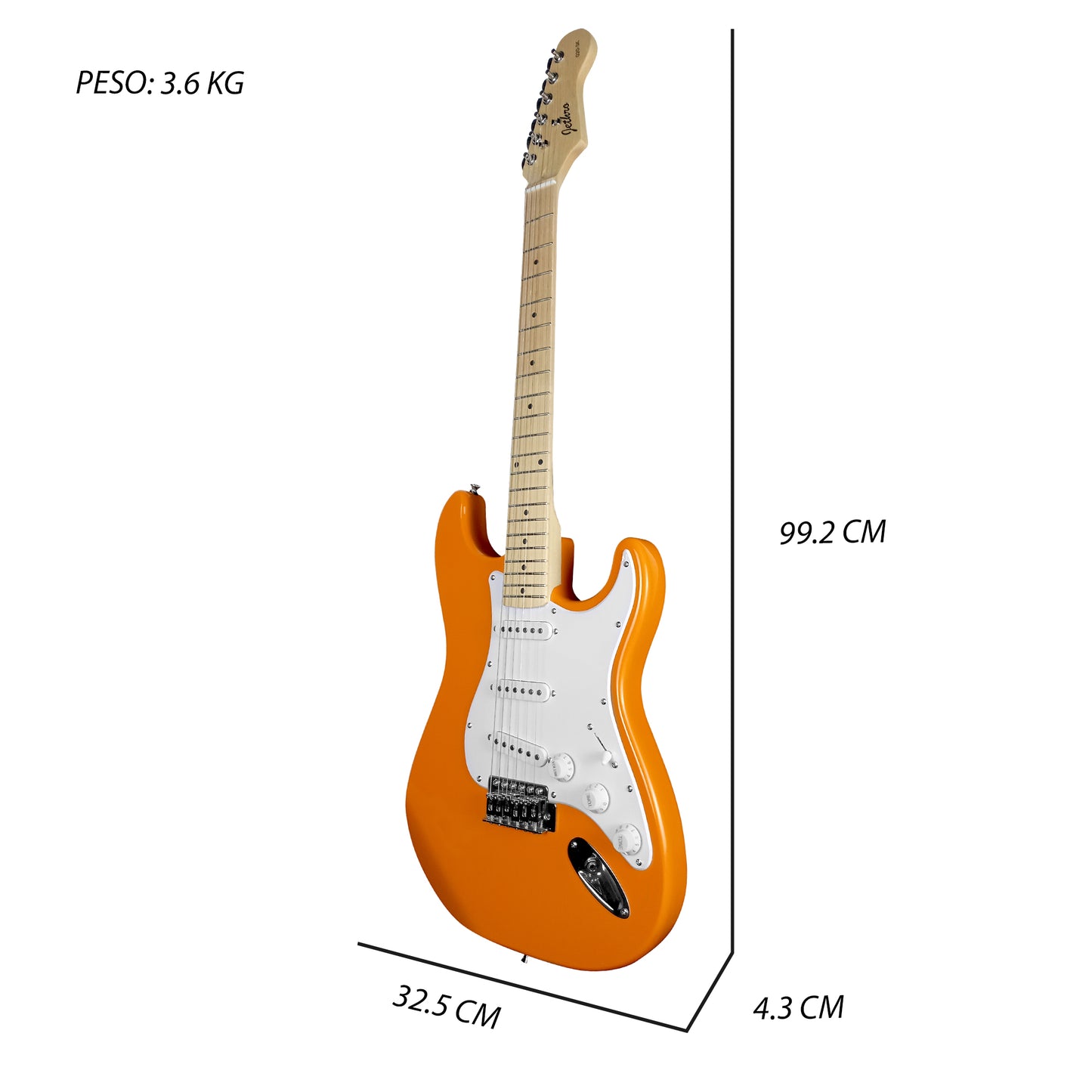 020-SK Kit Guitarra Eléctrica Orange Con Amplificador 20W y Accesorios Para Diestros Jethro By Steelpro