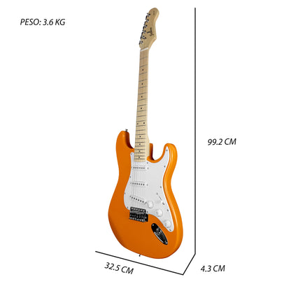020-SK Kit Guitarra Eléctrica Orange Con Amplificador 20W y Accesorios Para Diestros Jethro By Steelpro