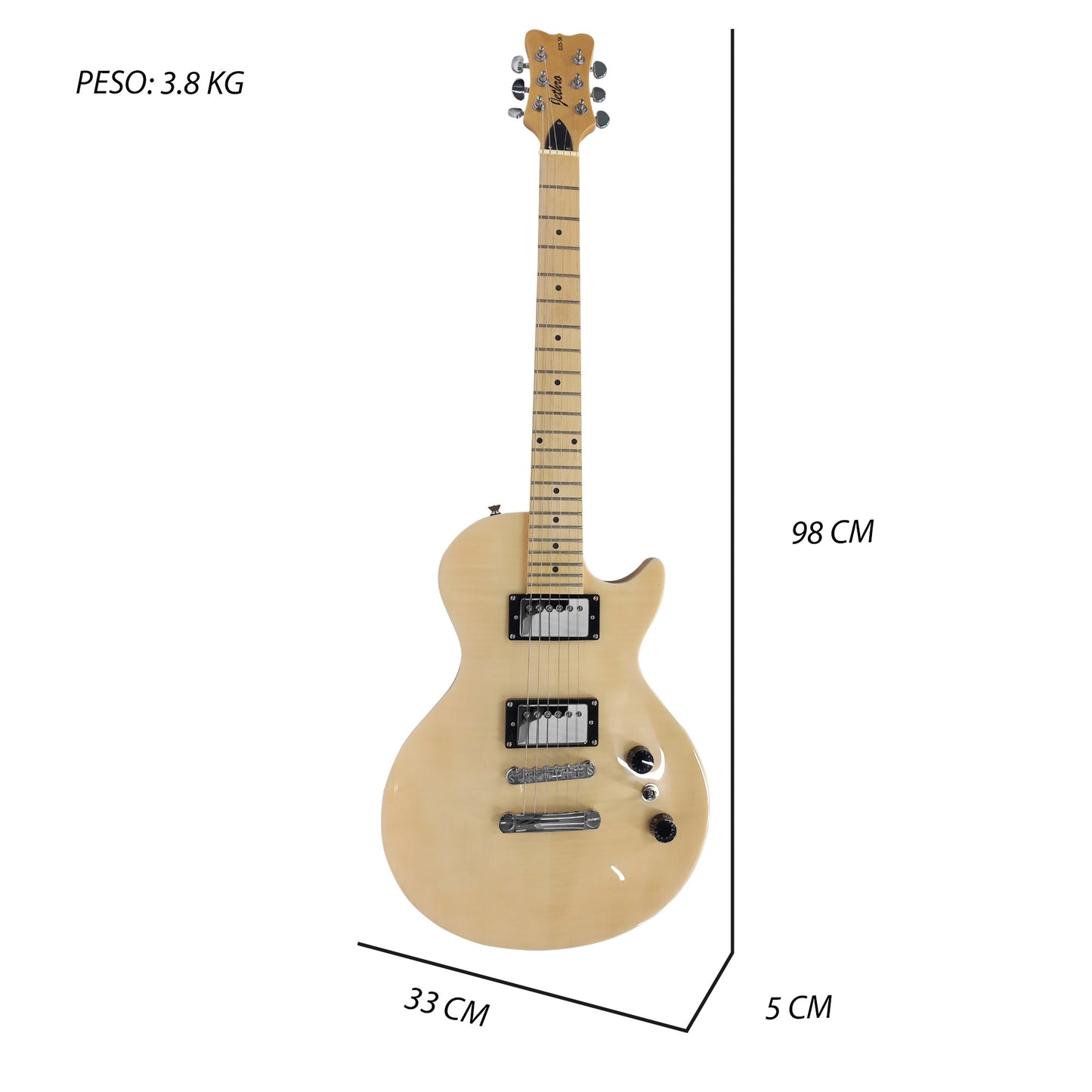 035-SK Kit Guitarra Eléctrica Natural Flamed Con Amplificador 20W y Accesorios Para Diestros Jethro By Steelpro