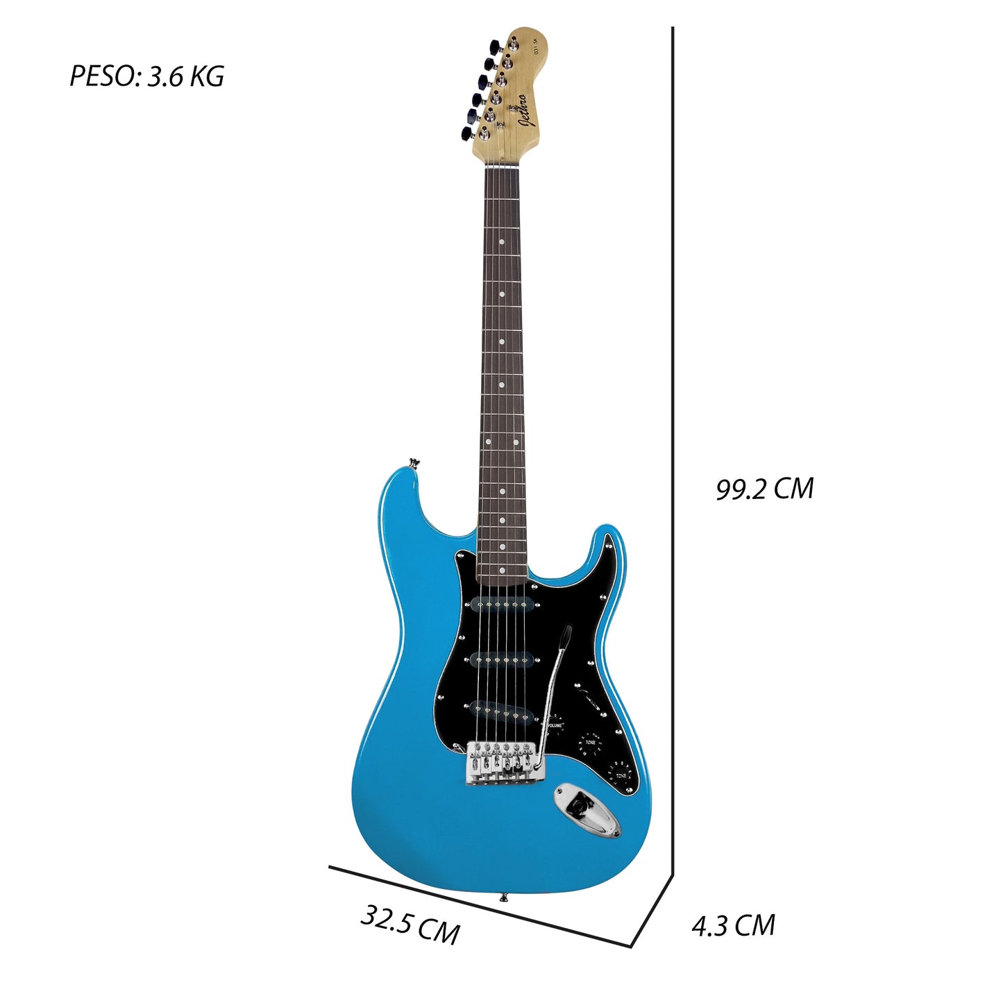 031-SK Kit Guitarra Eléctrica Daphne Blue Con Amplificador 20W y Accesorios Para Diestros Jethro By Steelpro