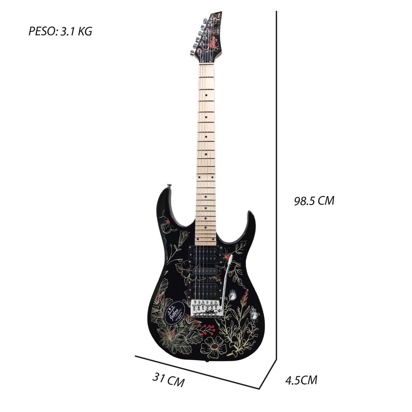 070-SK Kit Guitarra Eléctrica Flowers Con Amplificador 20W y Accesorios Para Diestros Jethro By Steelpro