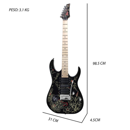 070-SK Kit Guitarra Eléctrica Flowers Con Amplificador 20W y Accesorios Para Diestros Jethro By Steelpro