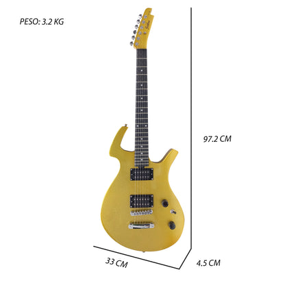 037-SK Kit Guitarra Eléctrica Gold Con Amplificador 20W y Accesorios Para Diestros Jethro By Steelpro