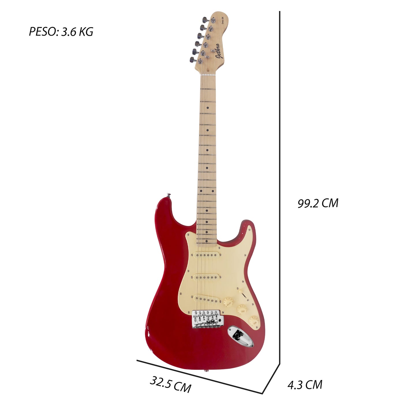046-SK Kit Guitarra Eléctrica Fiesta Red Con Amplificador 20W y Accesorios Para Diestros Jethro By Steelpro