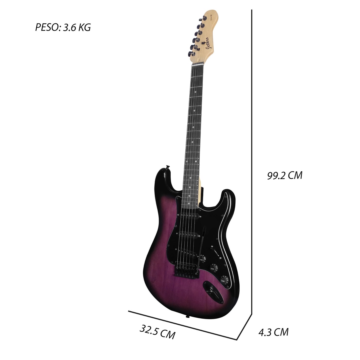 024-SK Kit Guitarra Eléctrica Purple Burst Con Amplificador 20W y Accesorios Para Diestros Jethro By Steelpro