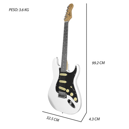 023-SK Kit Guitarra Eléctrica White Con Amplificador 20W y Accesorios Para Diestros Jethro By Steelpro