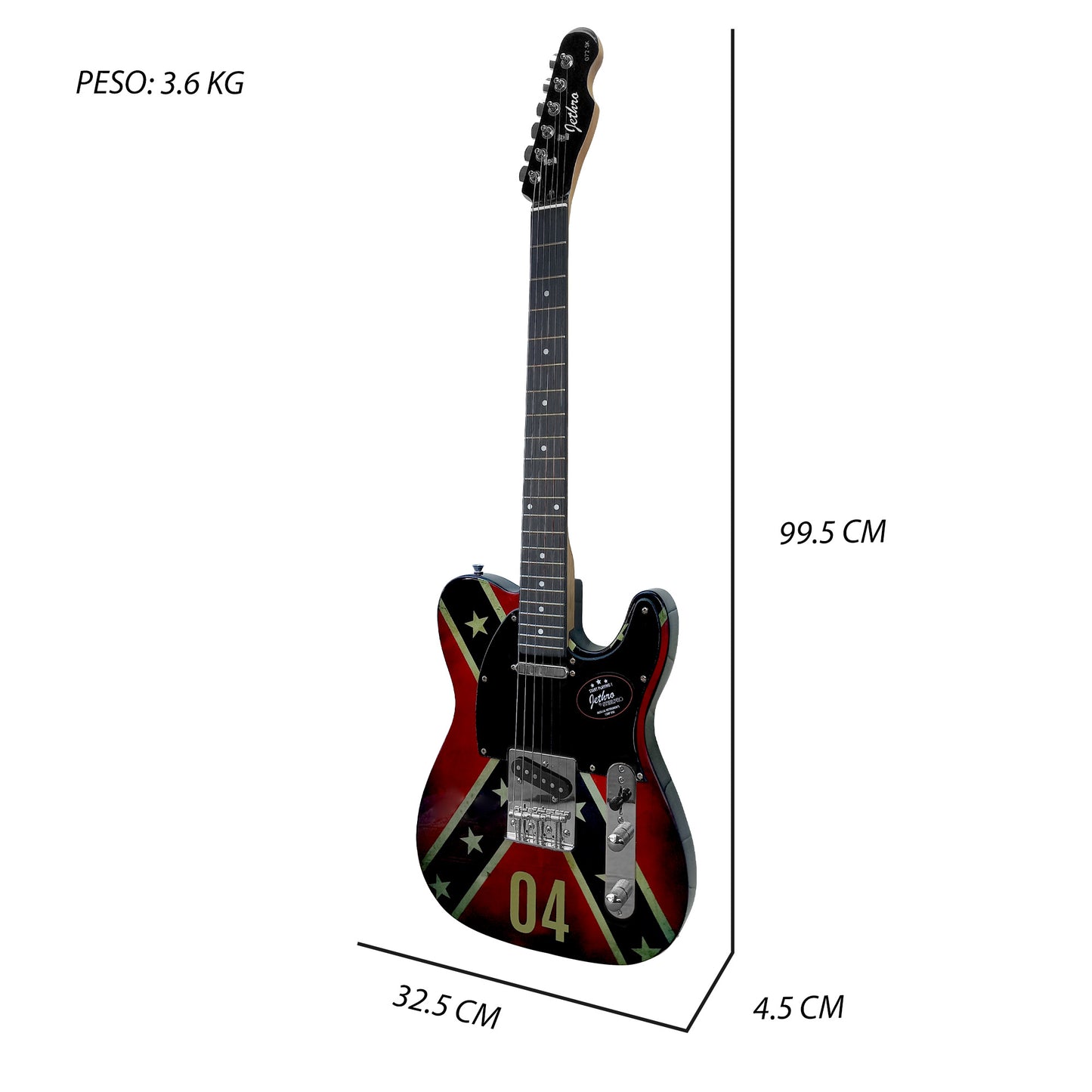 072-SK Kit Guitarra Eléctrica Confederate Flag Con Amplificador 20W y Accesorios Para Diestros Jethro By Steelpro
