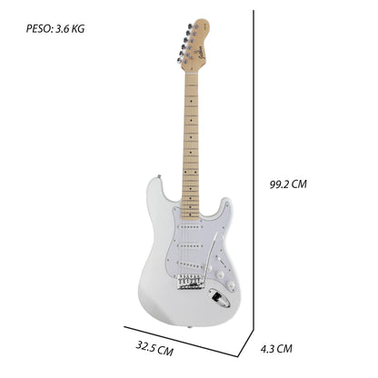 049-SK Kit Guitarra Eléctrica White Con Amplificador 20W y Accesorios Para Diestros Jethro By Steelpro