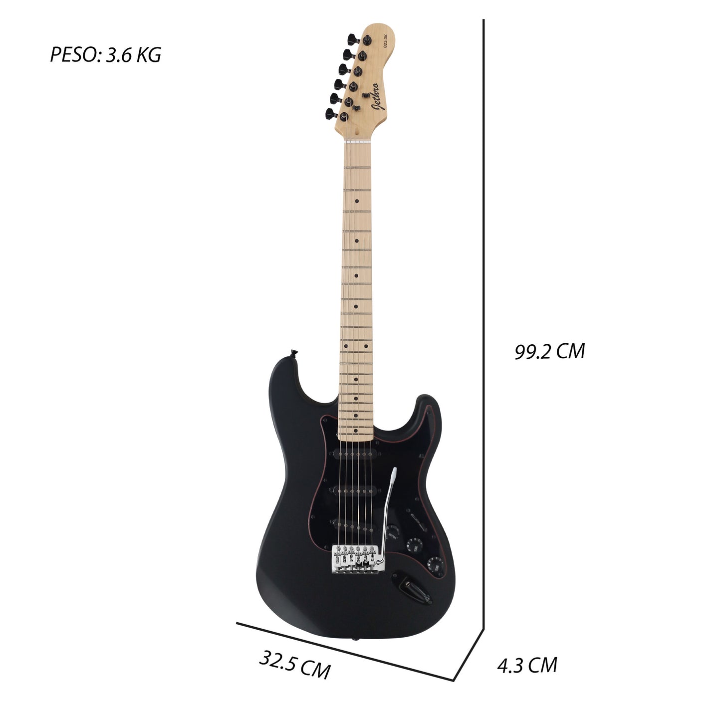 025-SK Kit Guitarra Eléctrica Black Satin Con Amplificador 20W y Accesorios Para Diestros Jethro By Steelpro