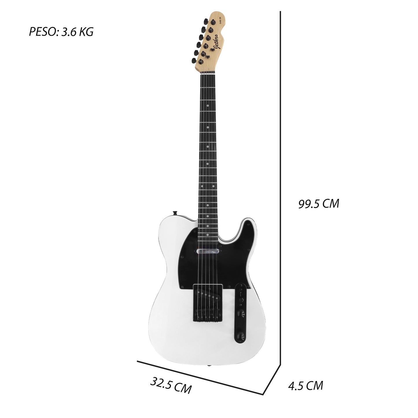 048-SK Kit Guitarra Eléctrica White Con Amplificador 20W y Accesorios Para Diestros Jethro By Steelpro