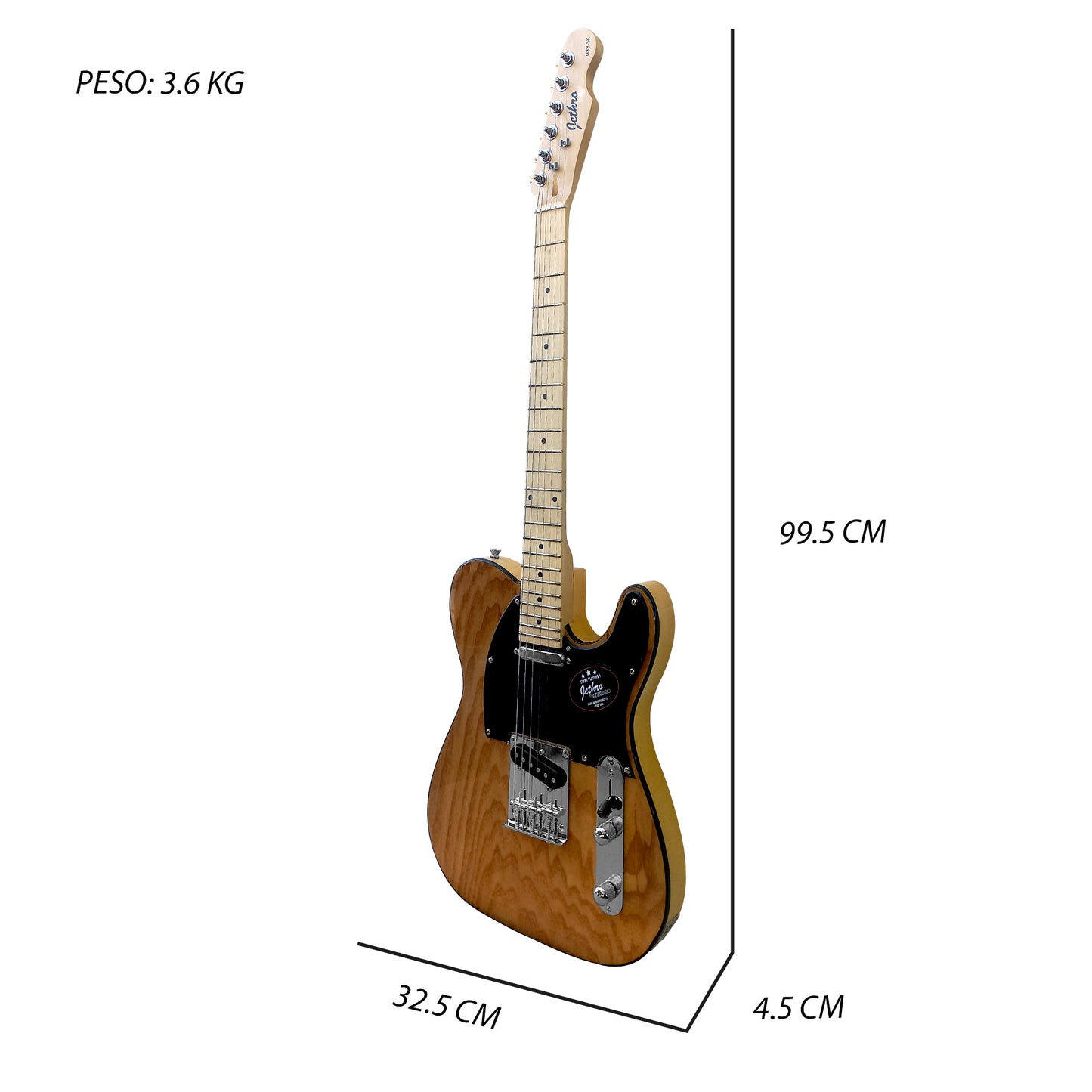 033-SK Kit Guitarra Eléctrica Ash Burl Top Con Amplificador 20W y Accesorios Para Diestros Jethro By Steelpro