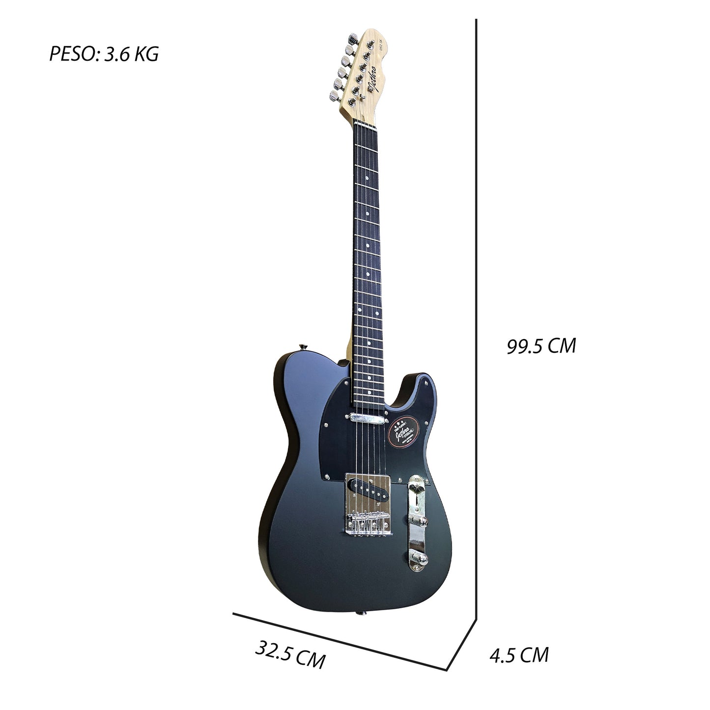 052-SK Kit Guitarra Eléctrica Black Satin Con Amplificador 20W y Accesorios Para Diestros Jethro By Steelpro