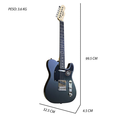052-SK Kit Guitarra Eléctrica Black Satin Con Amplificador 20W y Accesorios Para Diestros Jethro By Steelpro