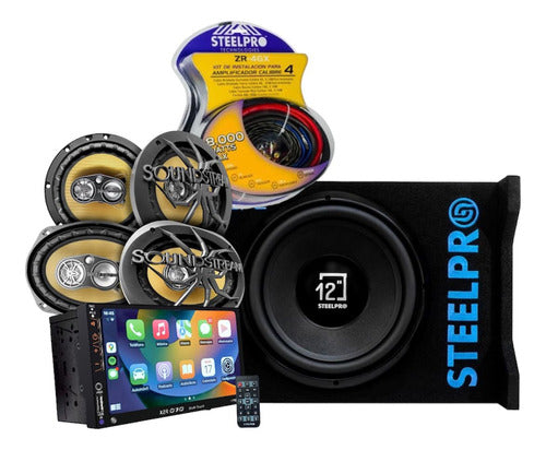 Kit Estéreo Carplay+subwoofer+ Boc.6x9+6 1/2+kit Instalacion