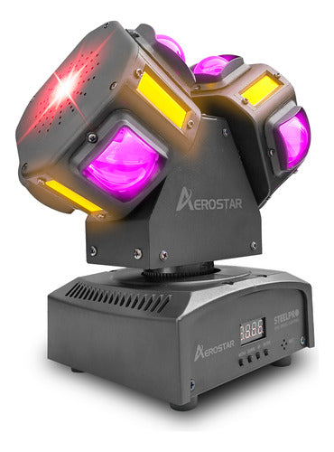 Beam Móviles Rgbw/ Estrobo+laser Con Maleta Steelpro