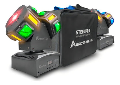 Par De Beam Móviles Rgbw/ Estrobo+laser Con Maleta Steelpro