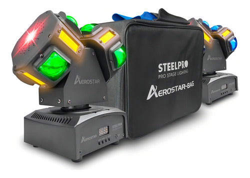 Par De Beam Móviles Rgbw/ Estrobo+laser Con Maleta Steelpro