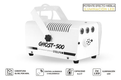 Maquina De Humo 500w Alambrica/inalambrica C/leds Steelpro Color Blanco