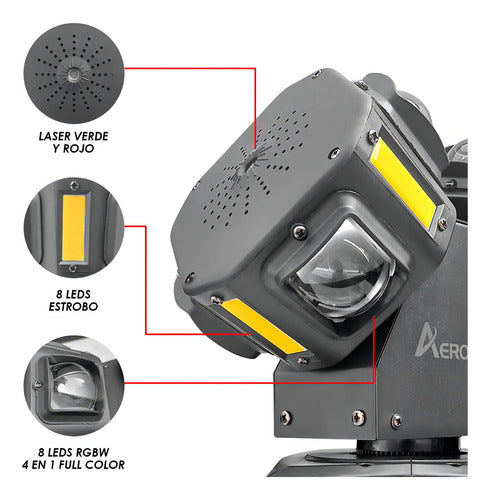 Par De Beam Móviles Rgbw/ Estrobo+laser Con Maleta Steelpro