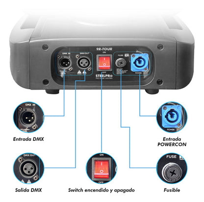 Case 2 Cabezas Moviles Beam 9r Efecto Arcoiris/agua Steelpro