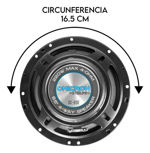 Bocinas 6.5 Pulgadas 4 Piezas /220 Watts 4 Vias By Steelpro