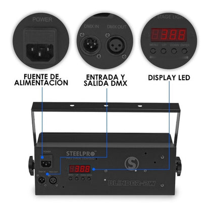 Blinder-2w Steelpro 2x100w Led Blanco Frio/calido