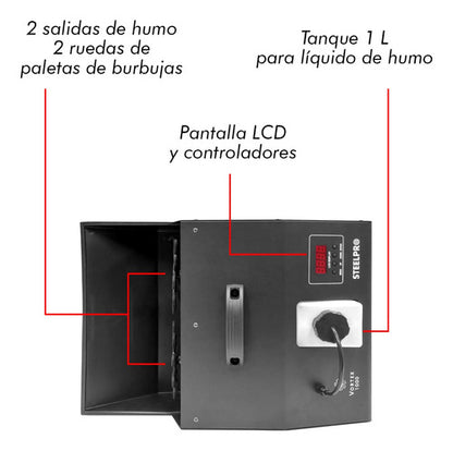 Máquina De Burbujas De Humo 18 Led/rgb Dmx 1000w Steelpro