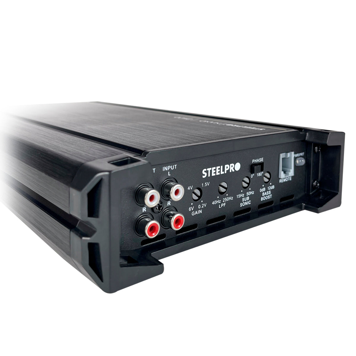 Amplificador Nano2500 Clase D Steelpro para Subwoofer Monoblock Bass 1900W/900W RMS 1 Ohm estable Alto Rendimiento Open Show, LPF, Bass Boost 12 dB,Filtro Subsonico, Fase Variable, Control de Bajos