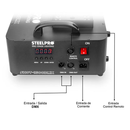 Maquina Cámara De Humo Shot 1600dmx Steelpro - 1600watts