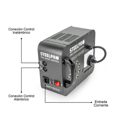Maquina De Humo Steelpro Shot-1000 1000w 9 Led Rgb Automática 110v Negro