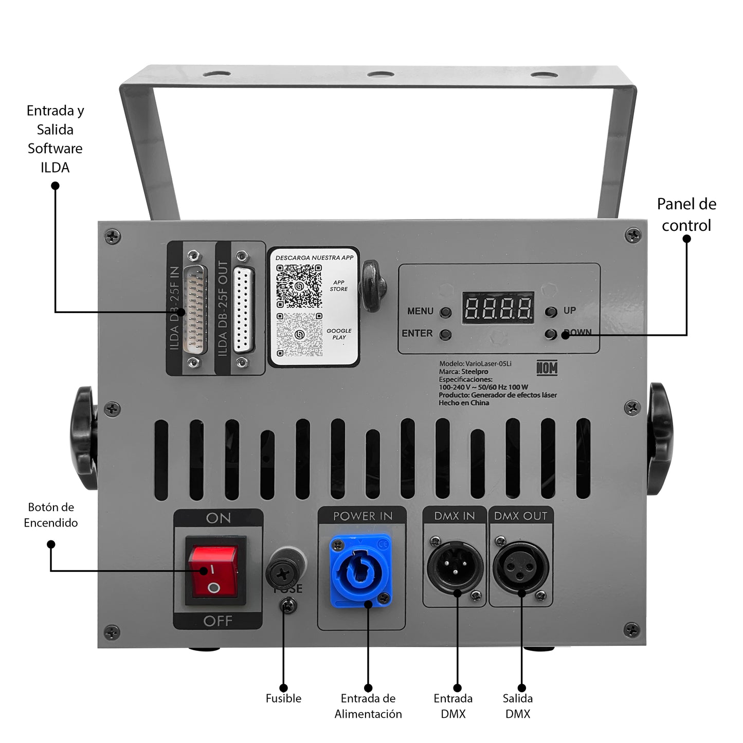 Láser Profesional Steelpro VARIOLASER-05Li Rgb 5w Control Por App Dmx 16ch