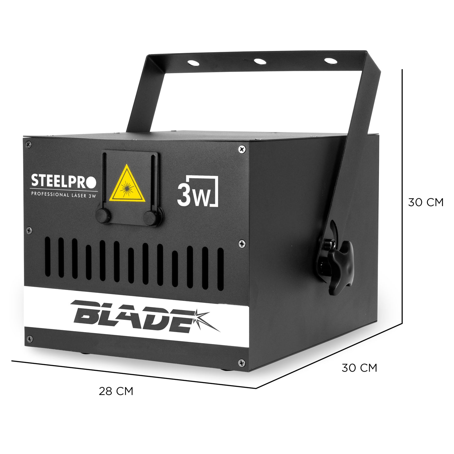 Láser Profesional Steelpro Blade-3W RGB 3000mW - 18 Canales DMX, Figuras 2D y Efecto Multipuntos - Sistema de Iluminación para DJ y Discoteca con Modos DMX, Automático, Audiorítmico y Maestro/Esclavo