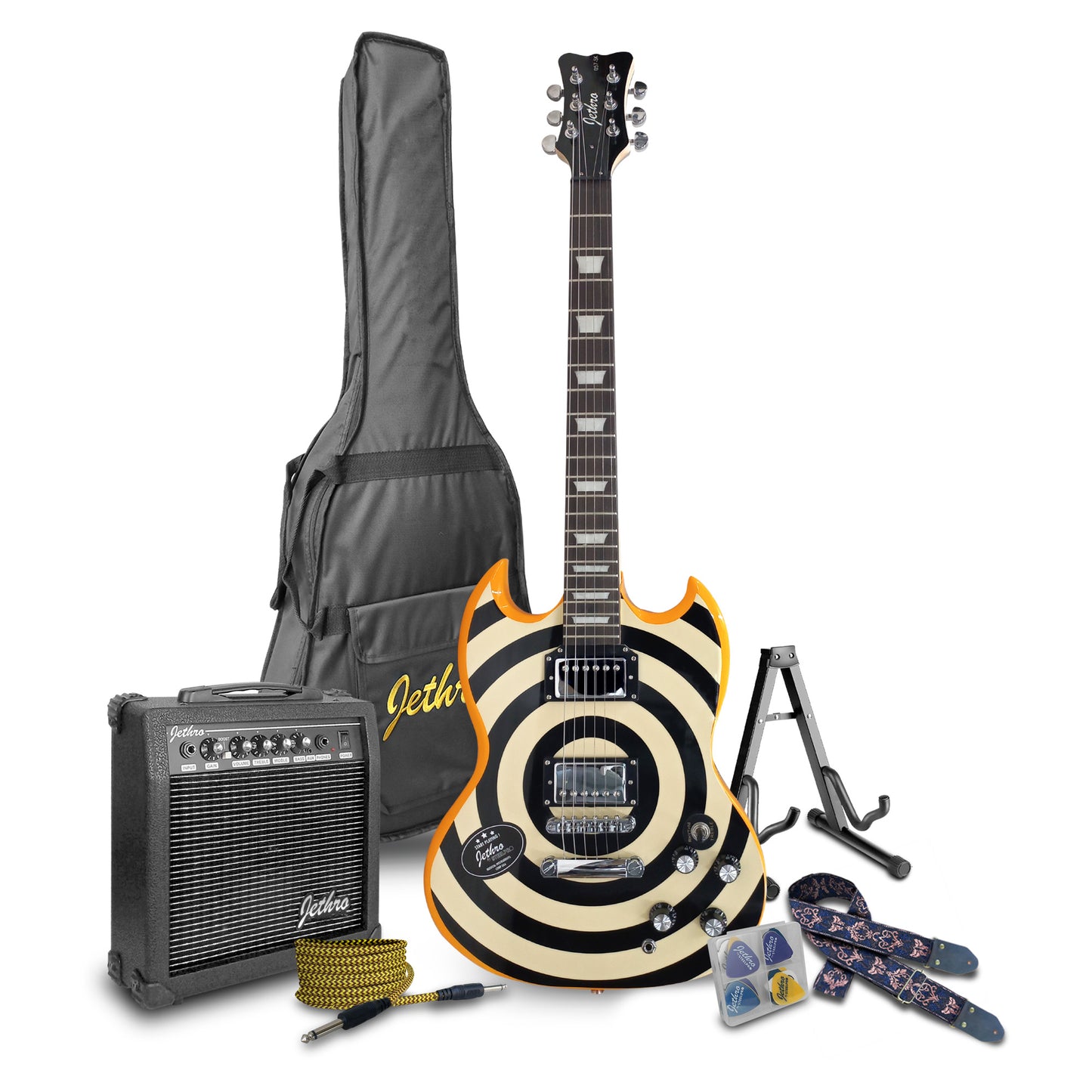 057-SK Kit Guitarra Eléctrica Circles Con Amplificador 20W y Accesorios Para Diestros Jethro By Steelpro