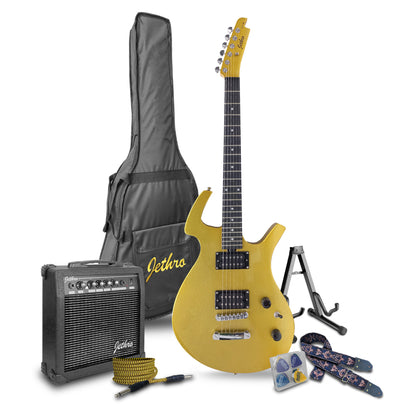 037-SK Kit Guitarra Eléctrica Gold Con Amplificador 20W y Accesorios Para Diestros Jethro By Steelpro