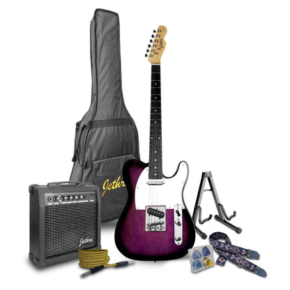 030-SK Kit Guitarra Eléctrica Purple Burst Con Amplificador 20W y Accesorios Para Diestros Jethro By Steelpro