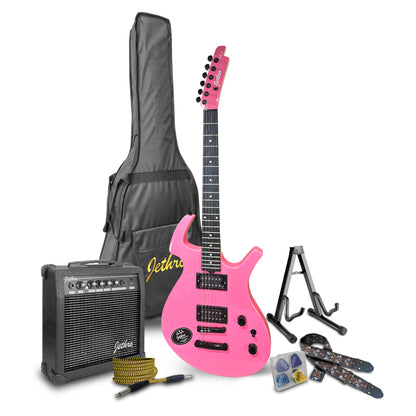 040-SK Kit Guitarra Eléctrica 211C Pink Con Amplificador 20W y Accesorios Para Diestros Jethro By Steelpro