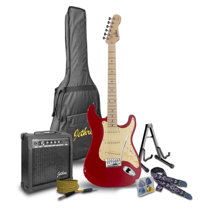 046-SK Kit Guitarra Eléctrica Fiesta Red Con Amplificador 20W y Accesorios Para Diestros Jethro By Steelpro