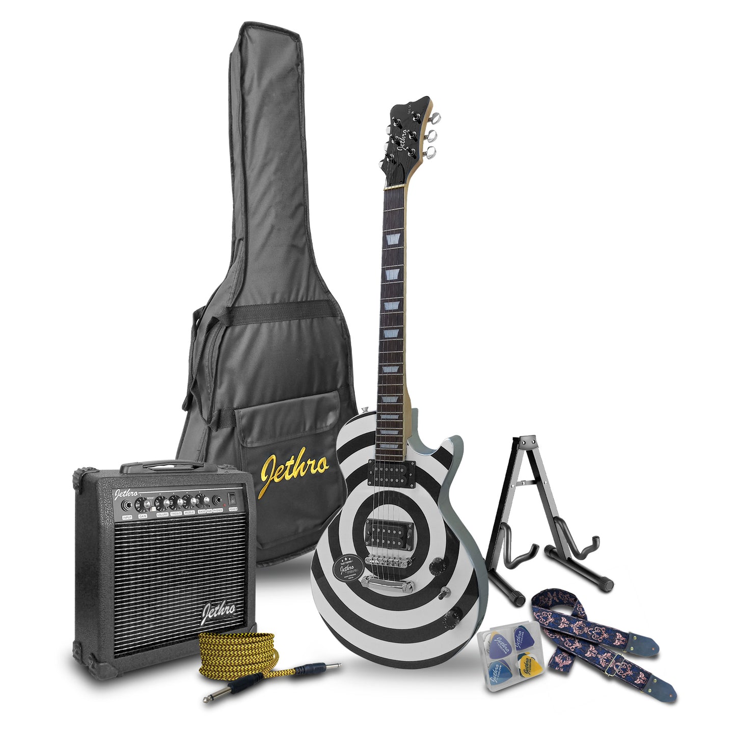 065-SK Kit Guitarra Eléctrica Circles Con Amplificador 20W y Accesorios Para Diestros Jethro By Steelpro