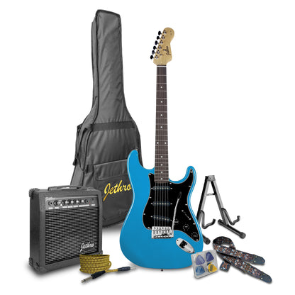 031-SK Kit Guitarra Eléctrica Daphne Blue Con Amplificador 20W y Accesorios Para Diestros Jethro By Steelpro