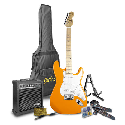 020-SK Kit Guitarra Eléctrica Orange Con Amplificador 20W y Accesorios Para Diestros Jethro By Steelpro