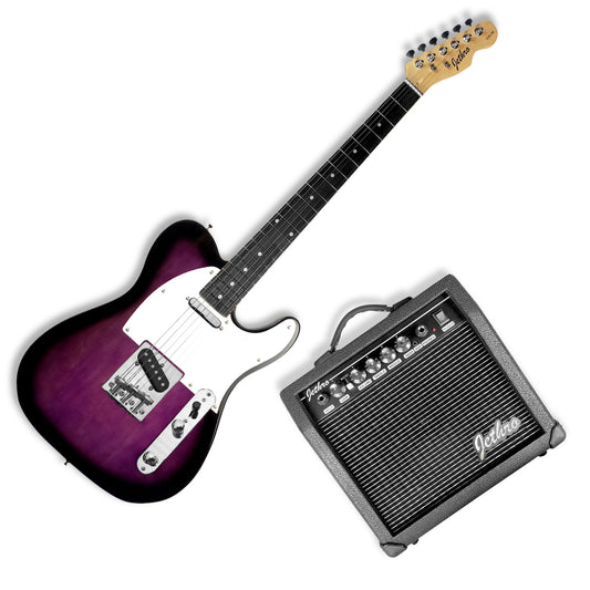 030-SK Kit Guitarra Eléctrica Purple Burst Con Amplificador 20W y Accesorios Para Diestros Jethro By Steelpro