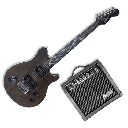 054-SK Kit Guitarra Eléctrica Black Veneer Con Amplificador 20W y Accesorios Para Diestros Jethro By Steelpro (Copia)