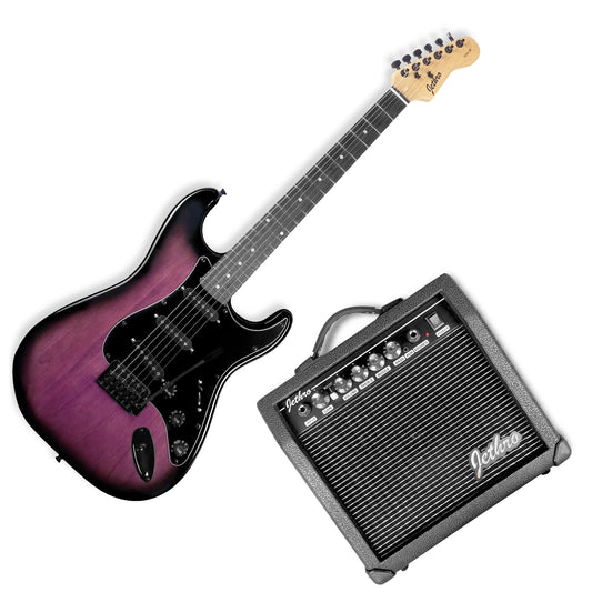 024-SK Kit Guitarra Eléctrica Purple Burst Con Amplificador 20W y Accesorios Para Diestros Jethro By Steelpro
