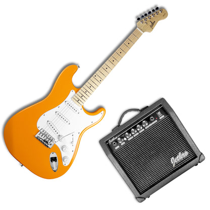 020-SK Kit Guitarra Eléctrica Orange Con Amplificador 20W y Accesorios Para Diestros Jethro By Steelpro